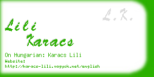 lili karacs business card